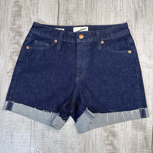 Universal Thread Vintage Midi Dark Wash Shorts Women's 0/25R Cuffed Jean Denim - Picture 1 of 5